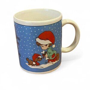 Vintage Precious Moments Holiday Mug Christmas Puppy Dog Enesco 1996